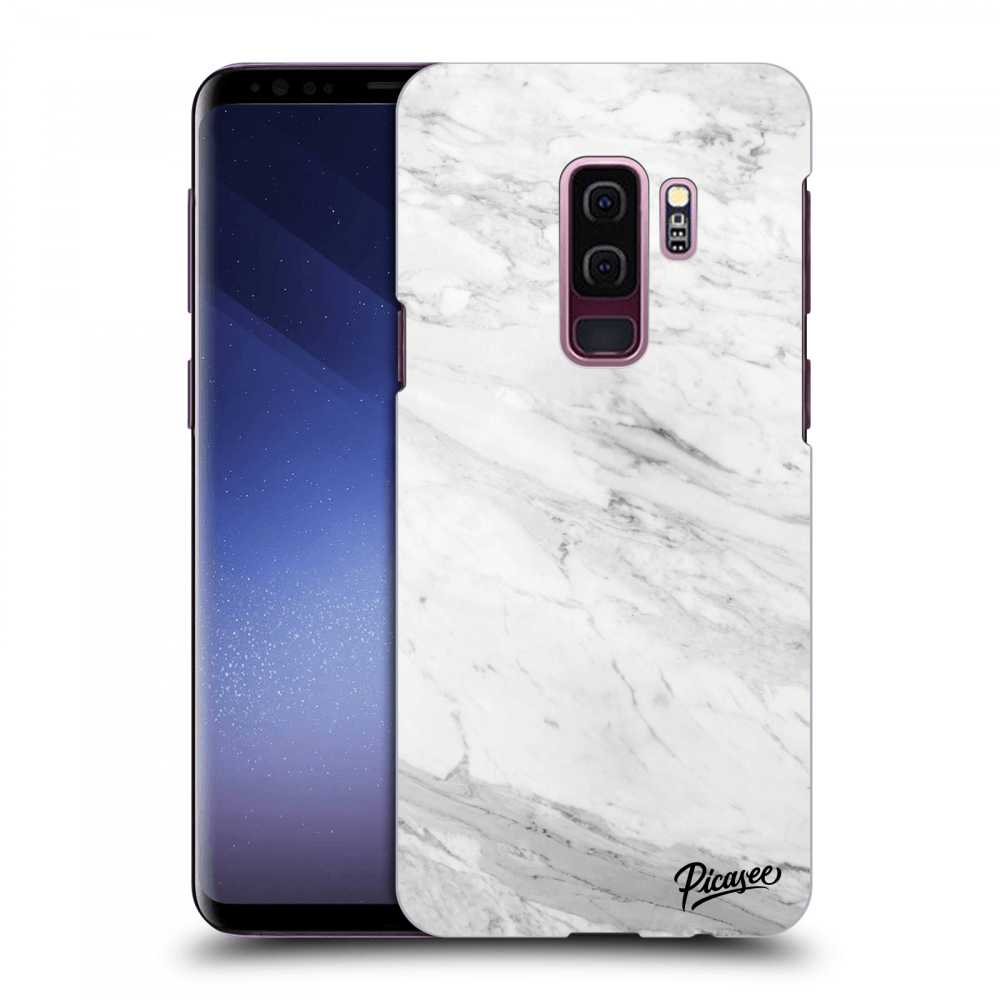 Picasee silikonowe czarne etui na Samsung Galaxy S9 Plus G965F - White marble