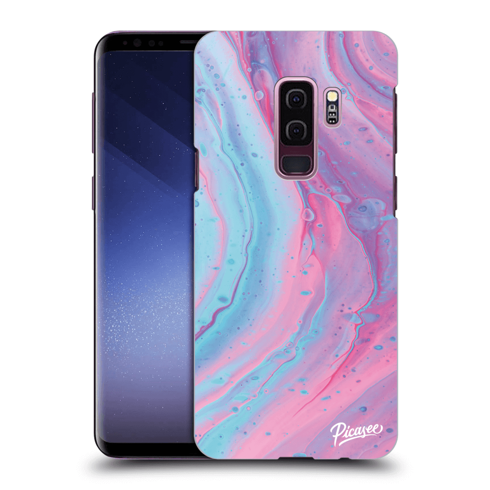 Picasee silikonowe czarne etui na Samsung Galaxy S9 Plus G965F - Pink liquid