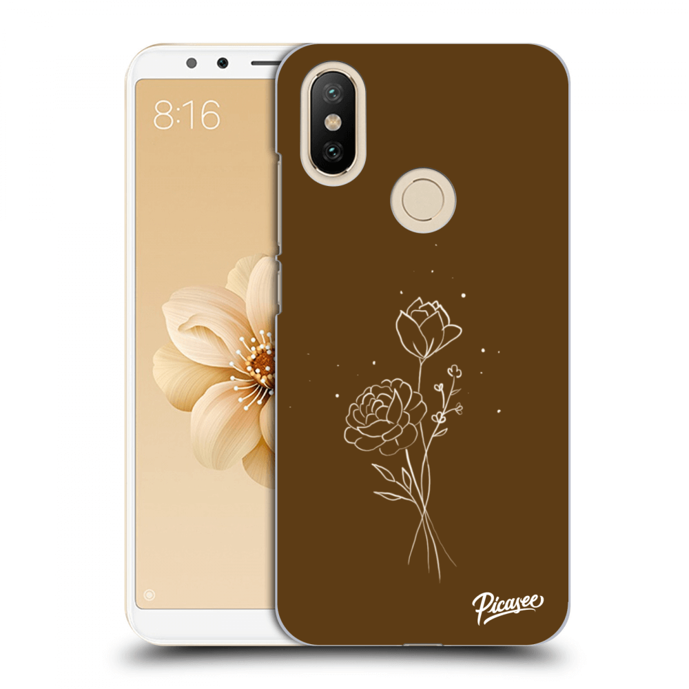 Picasee silikonowe przeźroczyste etui na Xiaomi Mi A2 - Brown flowers