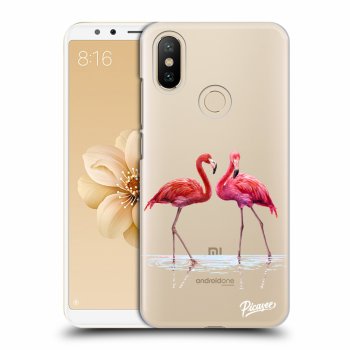 Picasee silikonowe przeźroczyste etui na Xiaomi Mi A2 - Flamingos couple