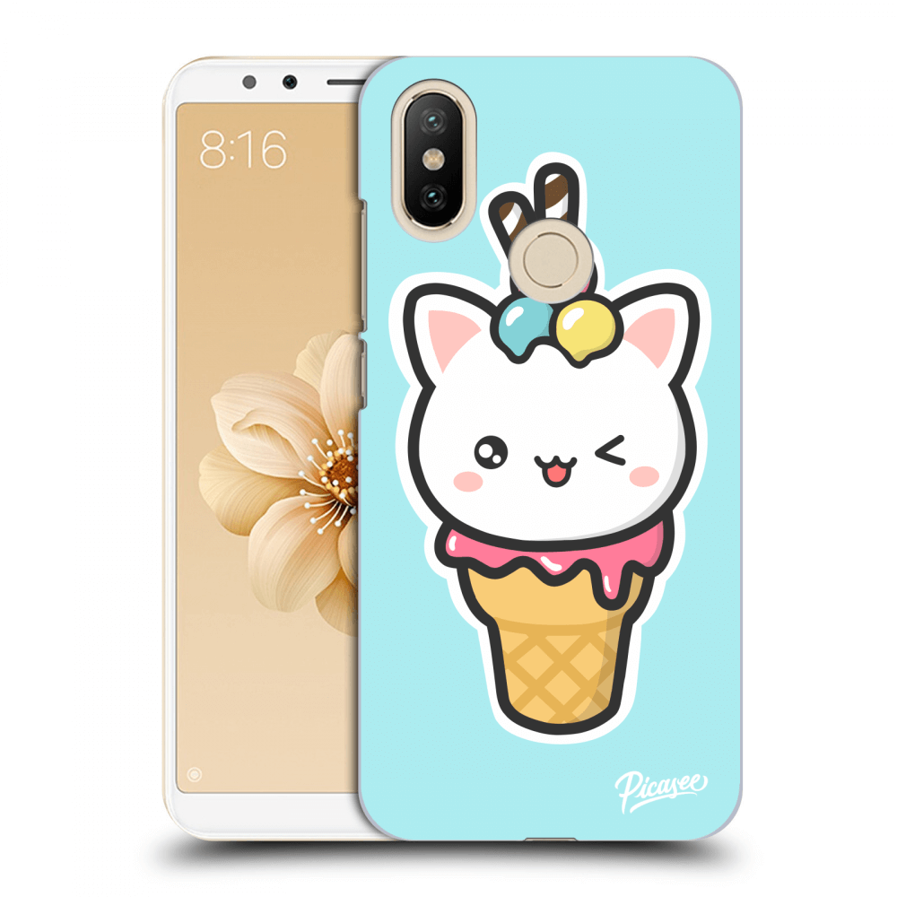 Picasee silikonowe przeźroczyste etui na Xiaomi Mi A2 - Ice Cream Cat