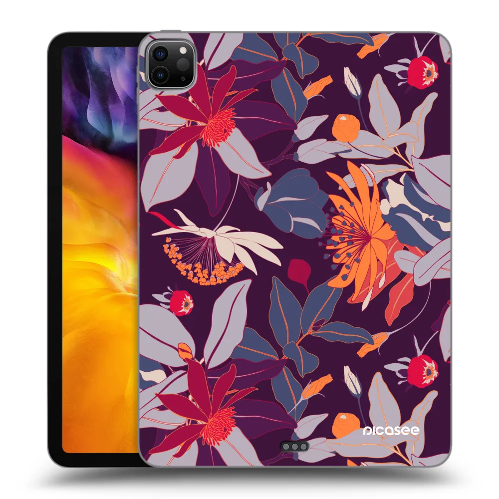 Picasee silikonowe czarne etui na Apple iPad Pro 11" 2024 (7.gen.) - Purple Leaf