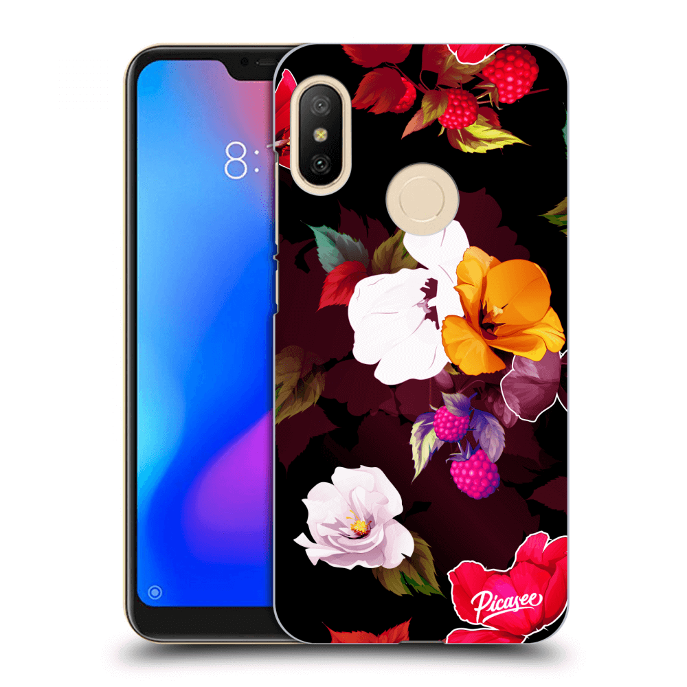 Picasee silikonowe czarne etui na Xiaomi Mi A2 Lite - Flowers and Berries