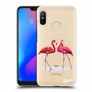 Picasee silikonowe przeźroczyste etui na Xiaomi Mi A2 Lite - Flamingos couple