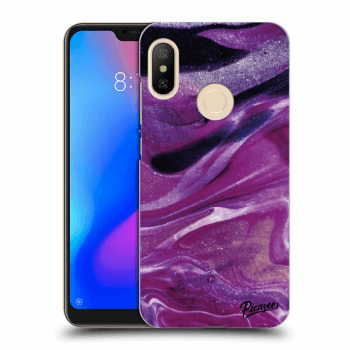 Picasee silikonowe przeźroczyste etui na Xiaomi Mi A2 Lite - Purple glitter