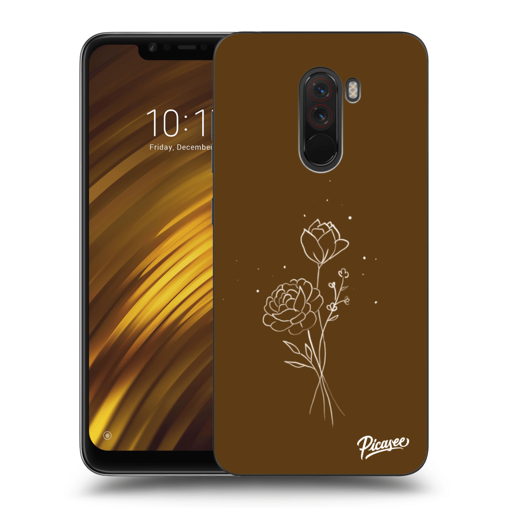 Picasee silikonowe przeźroczyste etui na Xiaomi Pocophone F1 - Brown flowers