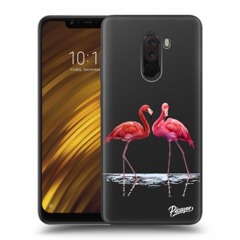 Picasee silikonowe przeźroczyste etui na Xiaomi Pocophone F1 - Flamingos couple