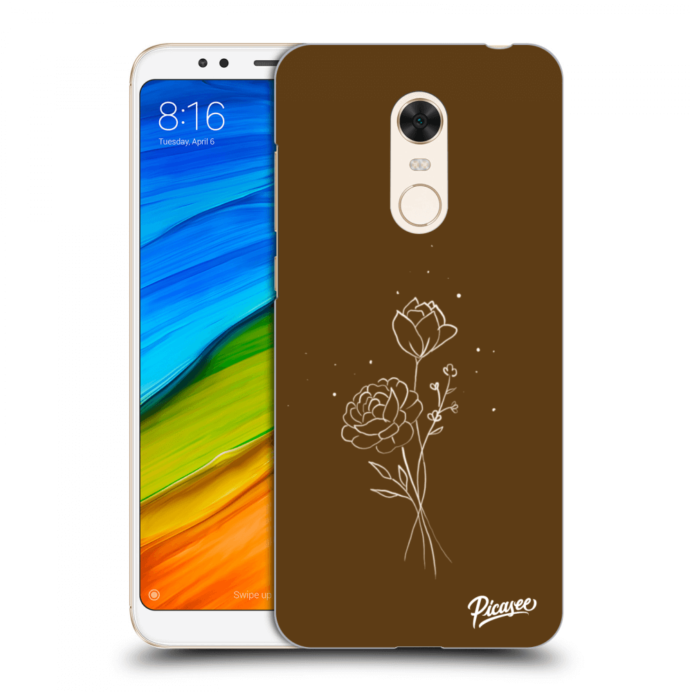 Picasee silikonowe przeźroczyste etui na Xiaomi Redmi 5 Plus Global - Brown flowers