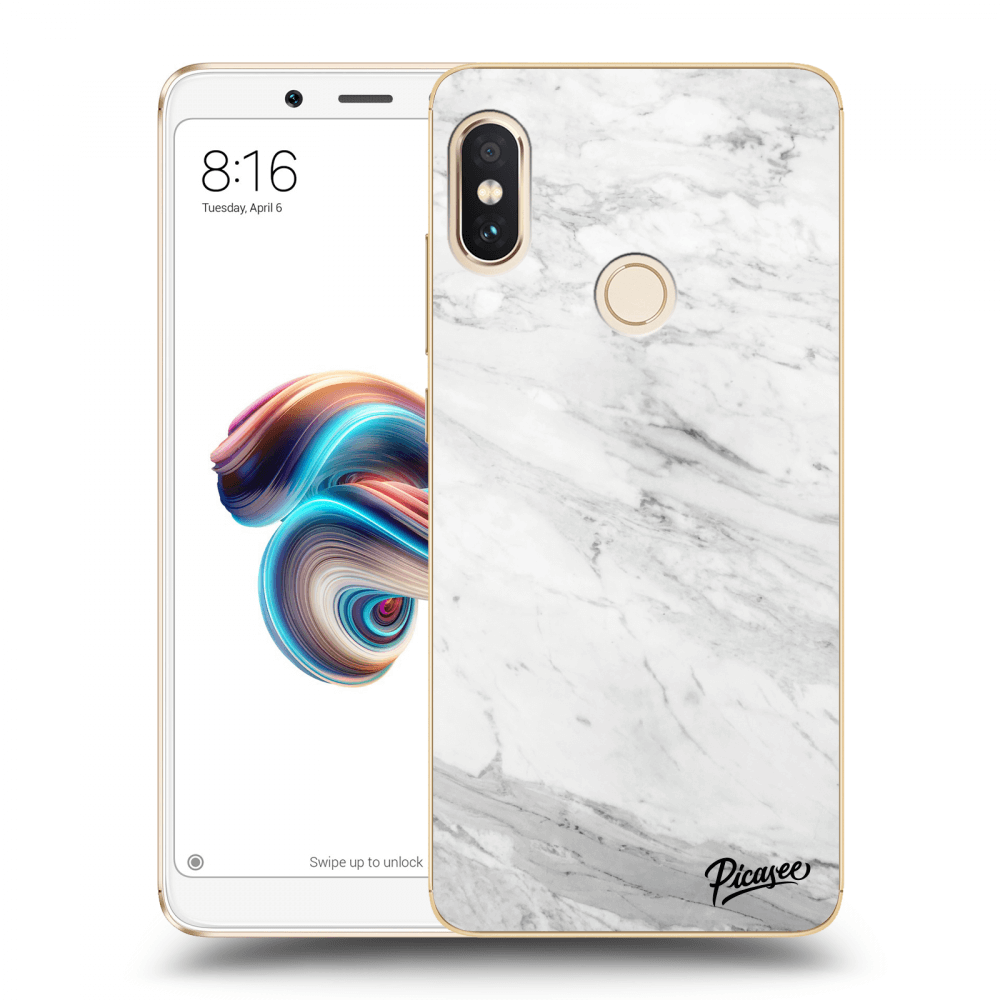 Picasee silikonowe przeźroczyste etui na Xiaomi Redmi Note 5 Global - White marble