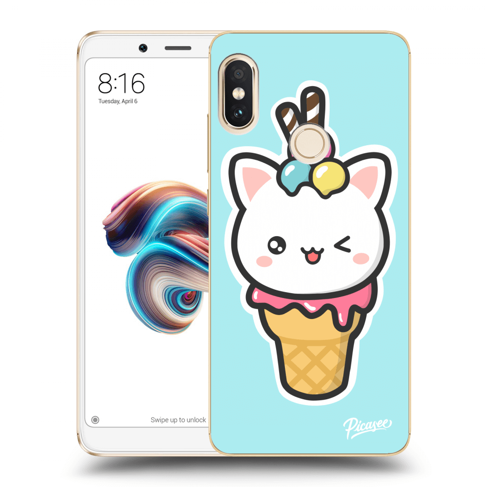 Picasee silikonowe przeźroczyste etui na Xiaomi Redmi Note 5 Global - Ice Cream Cat