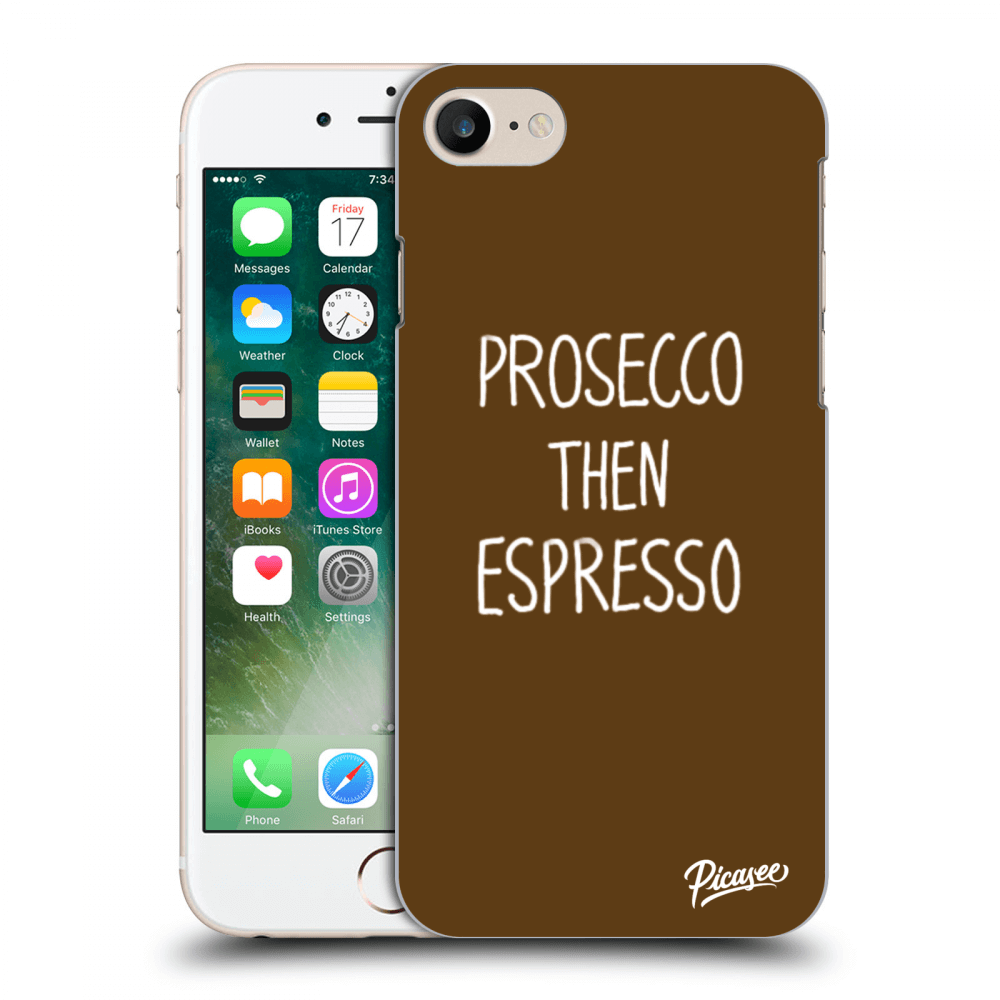 Picasee silikonowe czarne etui na Apple iPhone 7 - Prosecco then espresso