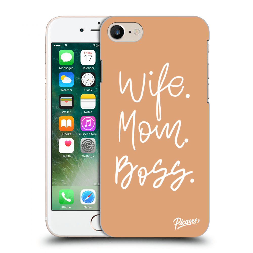 Picasee silikonowe przeźroczyste etui na Apple iPhone 7 - Boss Mama