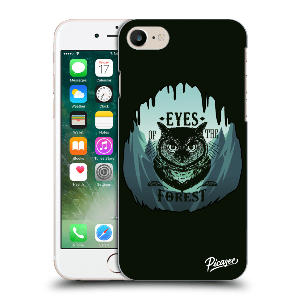 Picasee silikonowe czarne etui na Apple iPhone 7 - Forest owl