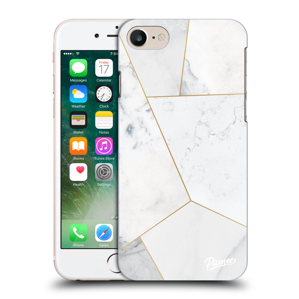 Picasee silikonowe przeźroczyste etui na Apple iPhone 7 - White tile