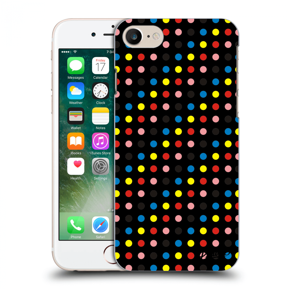 Picasee silikonowe czarne etui na Apple iPhone 7 - Colorful dots