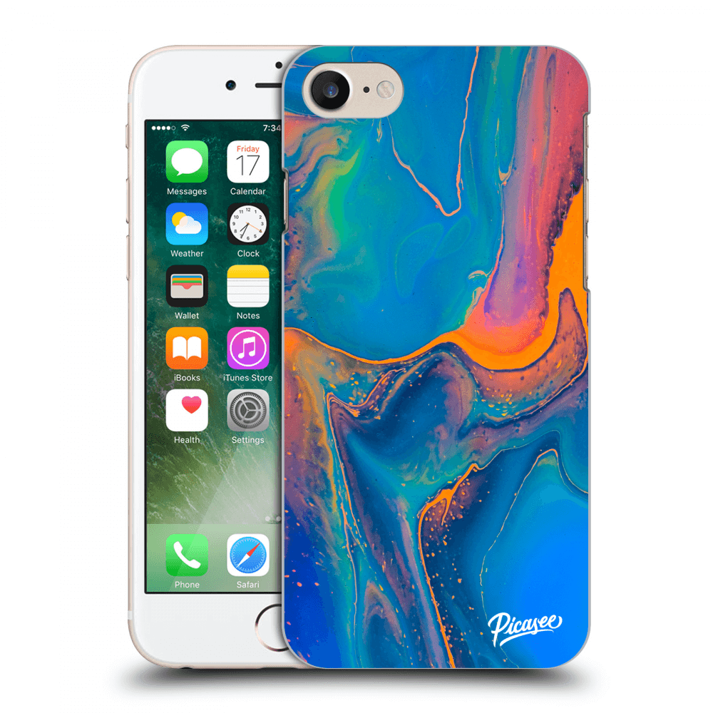 Picasee silikonowe przeźroczyste etui na Apple iPhone 7 - Rainbow