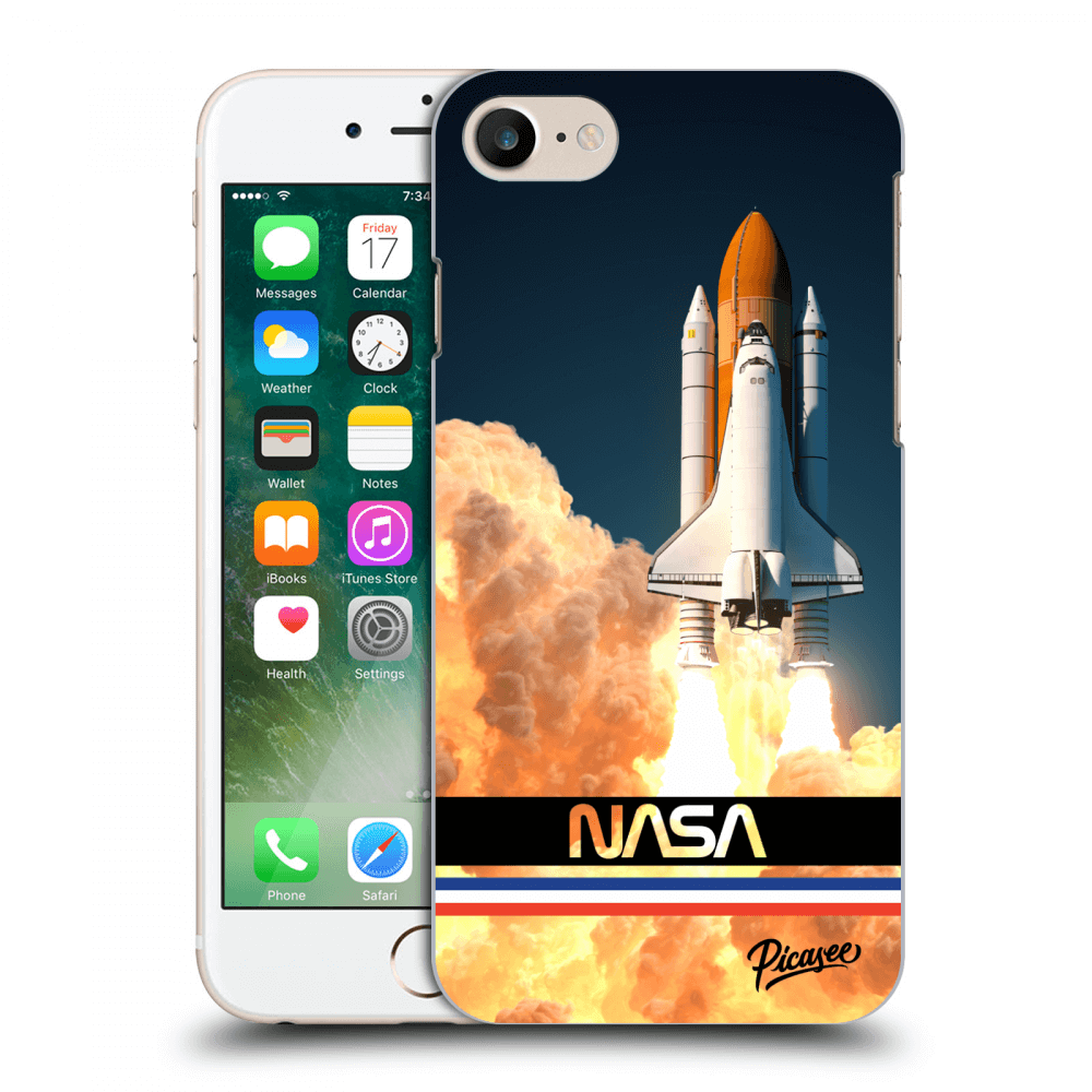 Picasee silikonowe czarne etui na Apple iPhone 7 - Space Shuttle