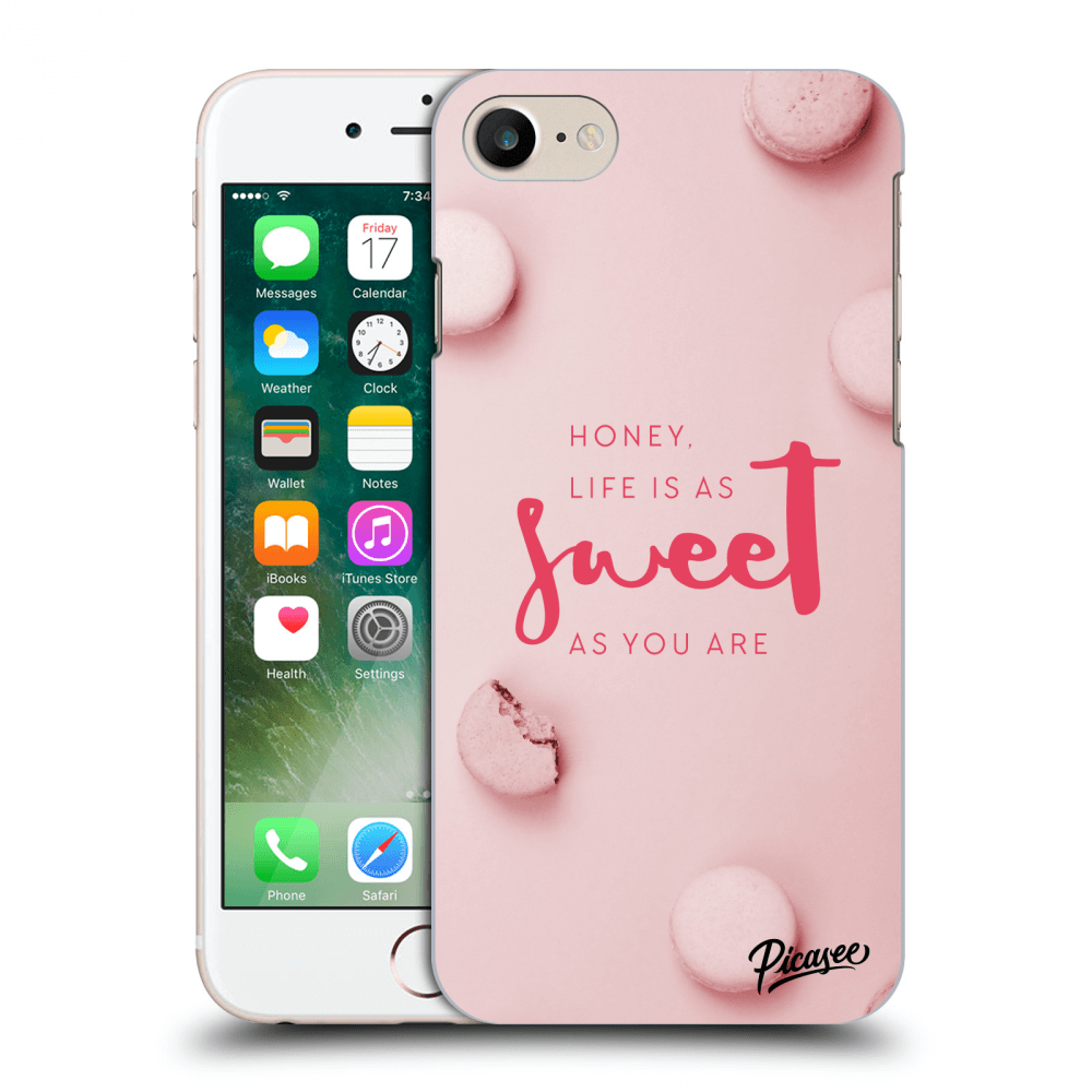 Picasee silikonowe czarne etui na Apple iPhone 7 - Life is as sweet as you are