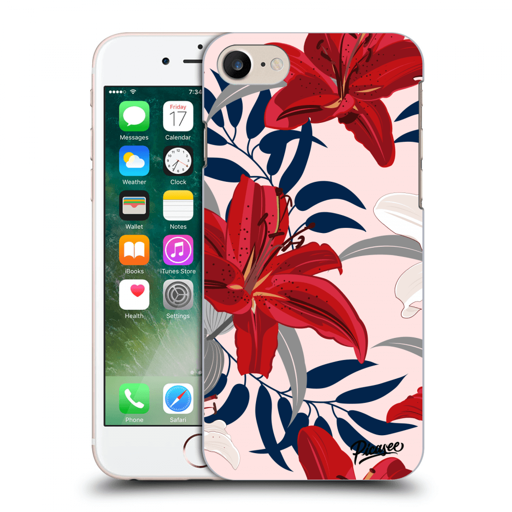 Picasee silikonowe przeźroczyste etui na Apple iPhone 7 - Red Lily