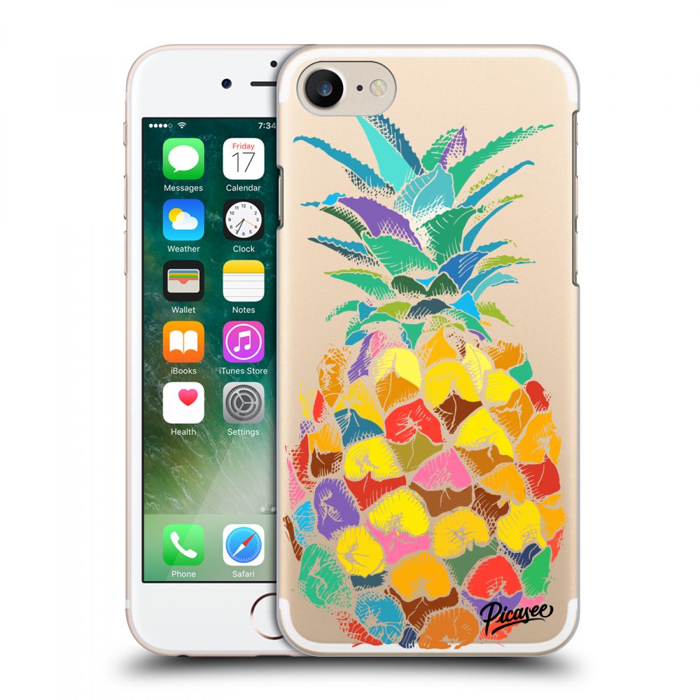 Picasee silikonowe przeźroczyste etui na Apple iPhone 7 - Pineapple