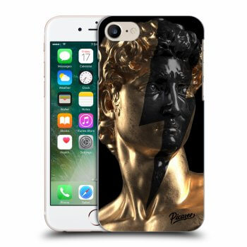 Picasee silikonowe czarne etui na Apple iPhone 7 - Wildfire - Gold