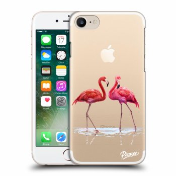 Picasee silikonowe przeźroczyste etui na Apple iPhone 7 - Flamingos couple
