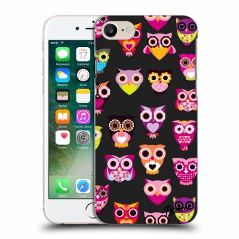 Picasee silikonowe czarne etui na Apple iPhone 7 - Owls