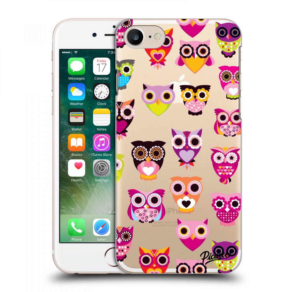 Picasee silikonowe przeźroczyste etui na Apple iPhone 7 - Owls