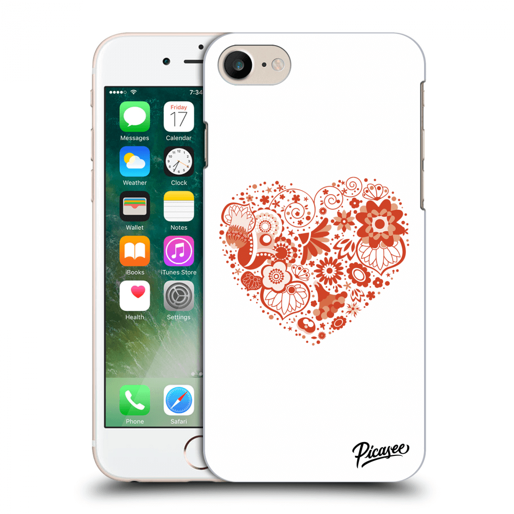 Picasee silikonowe czarne etui na Apple iPhone 7 - Big heart