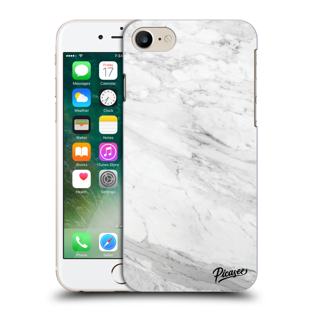 Picasee silikonowe przeźroczyste etui na Apple iPhone 7 - White marble