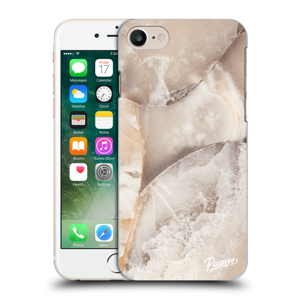 Picasee silikonowe mleczne etui do Apple iPhone 7 - Cream marble