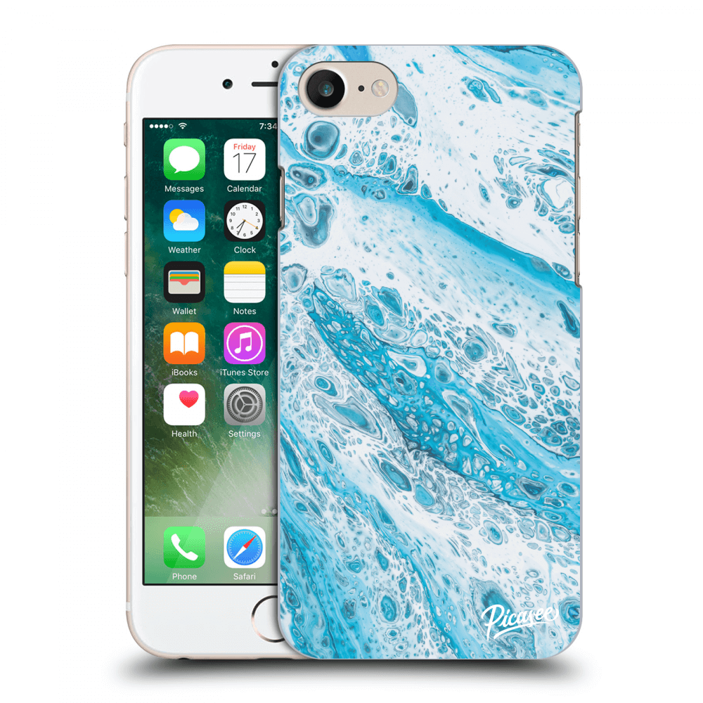 Picasee silikonowe czarne etui na Apple iPhone 7 - Blue liquid