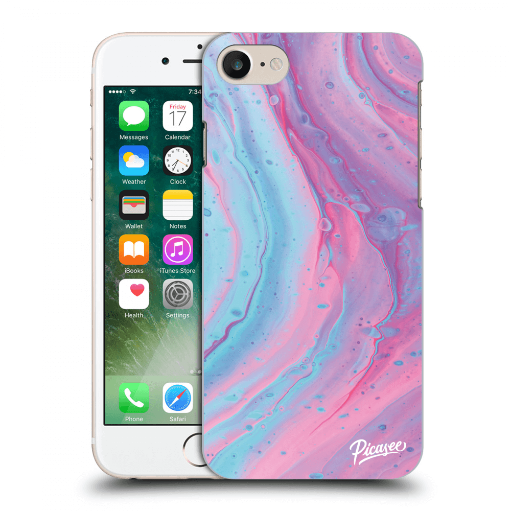 Picasee silikonowe przeźroczyste etui na Apple iPhone 7 - Pink liquid