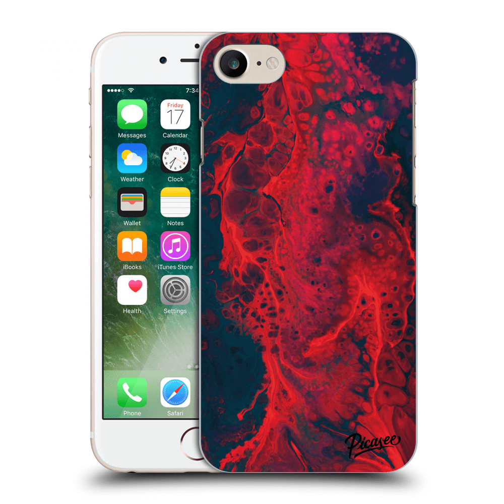 Picasee silikonowe czarne etui na Apple iPhone 7 - Organic red