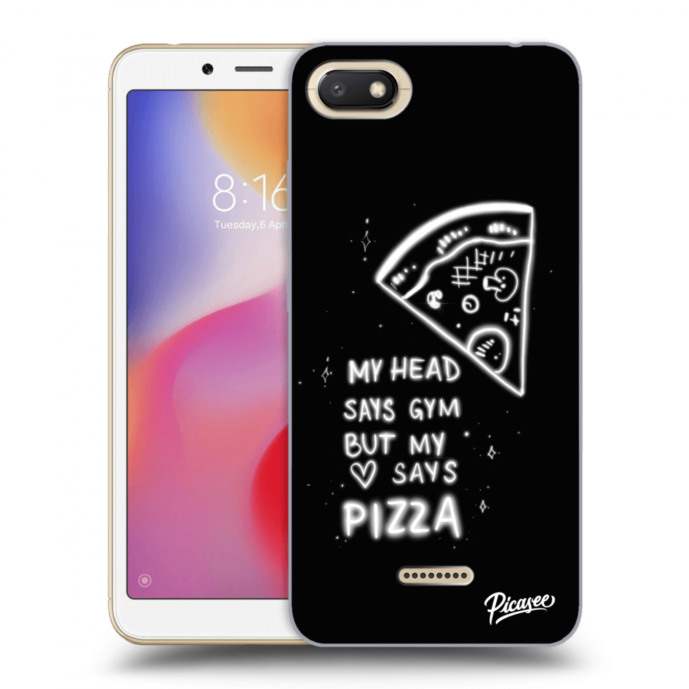 Picasee silikonowe czarne etui na Xiaomi Redmi 6A - Pizza