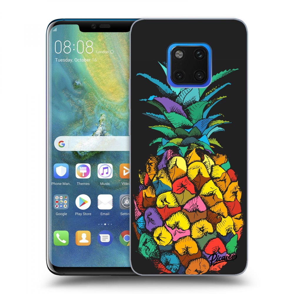Picasee silikonowe czarne etui na Huawei Mate 20 Pro - Pineapple