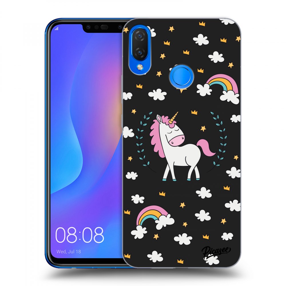 Picasee silikonowe czarne etui na Huawei Nova 3i - Unicorn star heaven