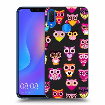 Picasee silikonowe czarne etui na Huawei Nova 3i - Owls