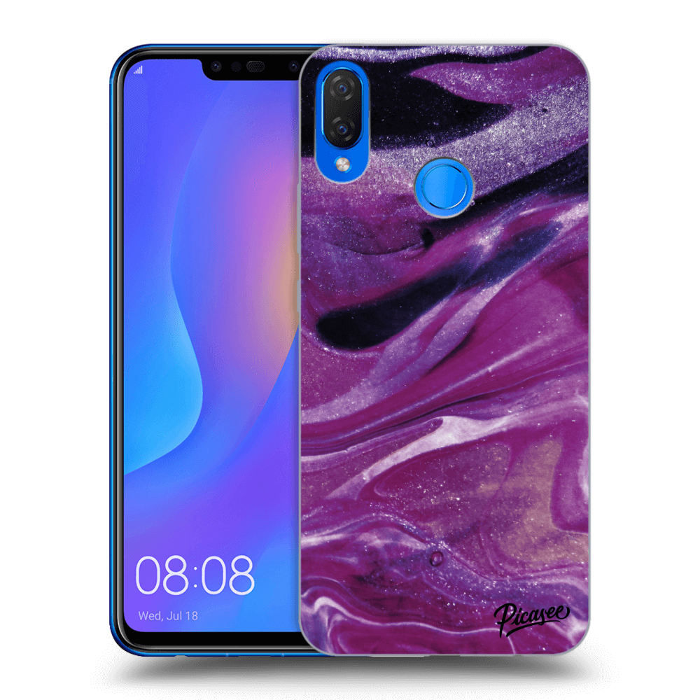 Picasee silikonowe przeźroczyste etui na Huawei Nova 3i - Purple glitter