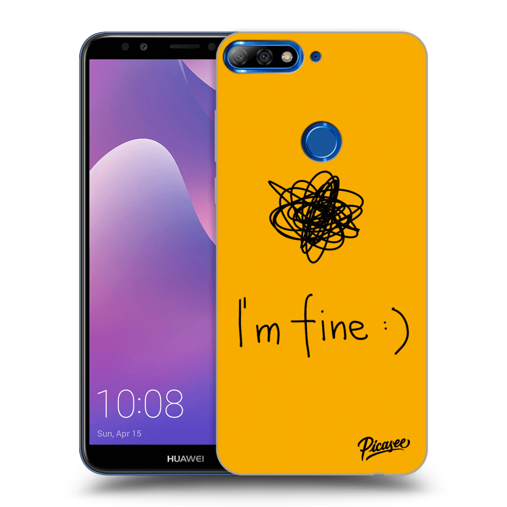 Picasee silikonowe czarne etui na Huawei Y7 Prime (2018) - I am fine