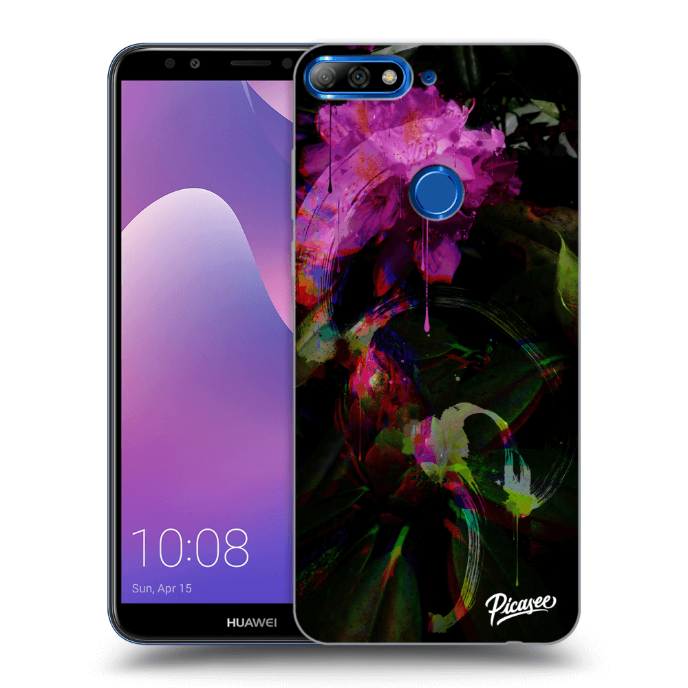 Picasee silikonowe czarne etui na Huawei Y7 Prime (2018) - Peony Color