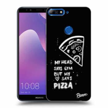 Picasee silikonowe czarne etui na Huawei Y7 Prime (2018) - Pizza