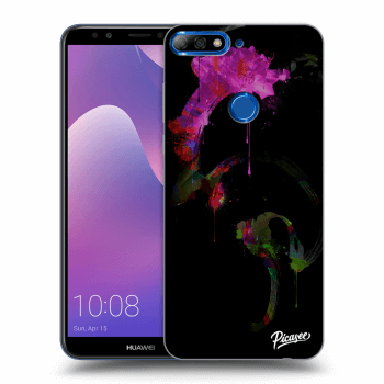 Picasee silikonowe czarne etui na Huawei Y7 Prime (2018) - Peony black