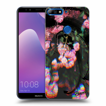 Picasee silikonowe czarne etui na Huawei Y7 Prime (2018) - Rosebush black