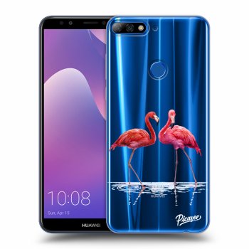 Picasee silikonowe przeźroczyste etui na Huawei Y7 Prime (2018) - Flamingos couple