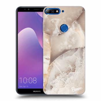 Picasee silikonowe przeźroczyste etui na Huawei Y7 Prime (2018) - Cream marble