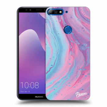 Picasee silikonowe przeźroczyste etui na Huawei Y7 Prime (2018) - Pink liquid