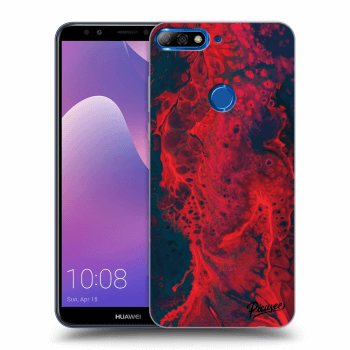 Picasee silikonowe przeźroczyste etui na Huawei Y7 Prime (2018) - Organic red