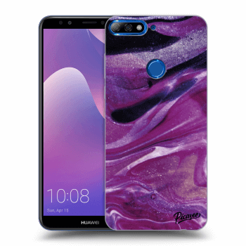 Picasee silikonowe przeźroczyste etui na Huawei Y7 Prime (2018) - Purple glitter