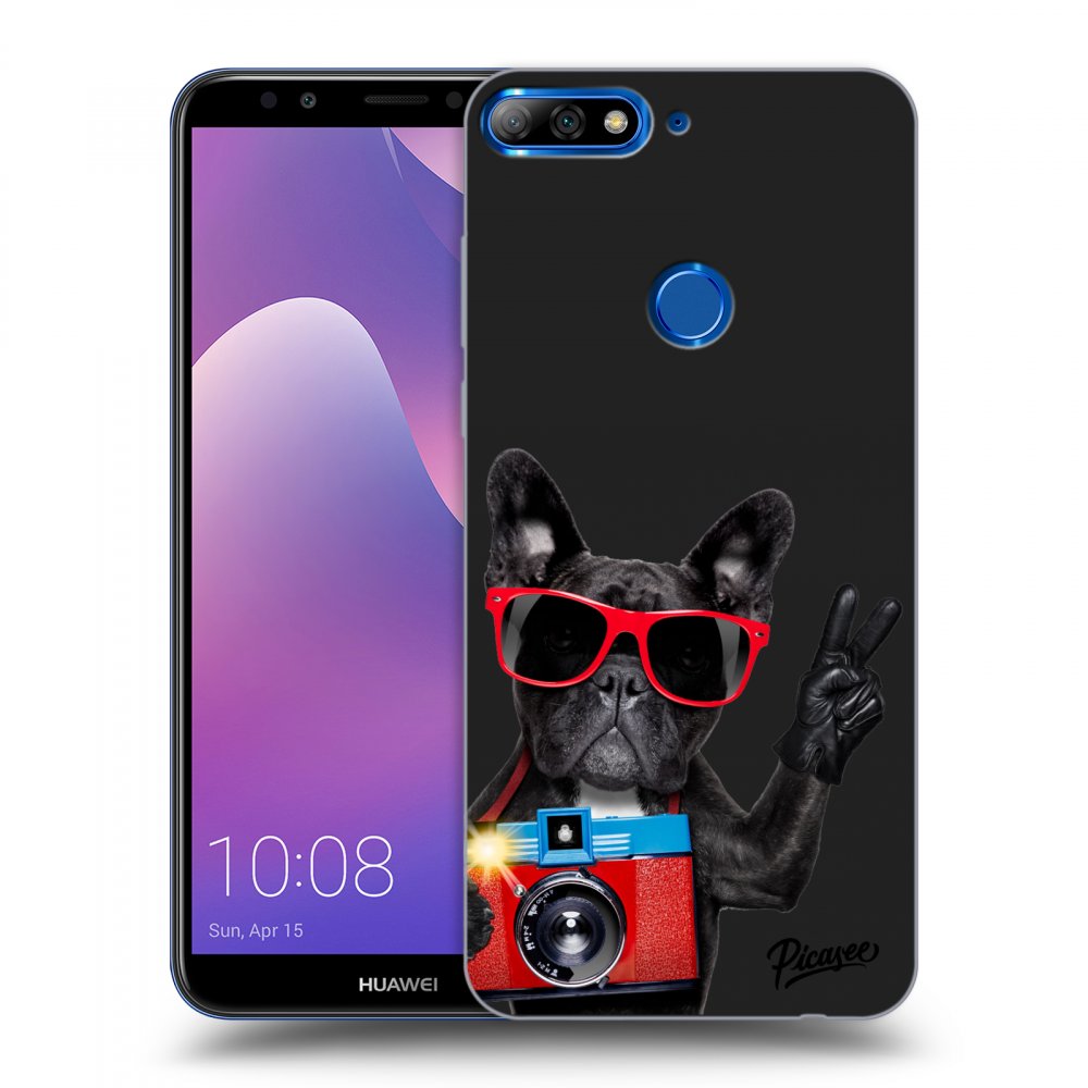Picasee silikonowe czarne etui na Huawei Y7 Prime (2018) - French Bulldog
